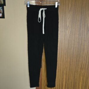 525 America Black Joggers with White Drawstring 100% Cashmere